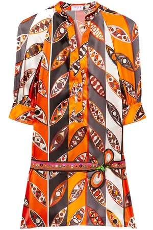 Puccini Vestido camisero corto con estampado Girandole