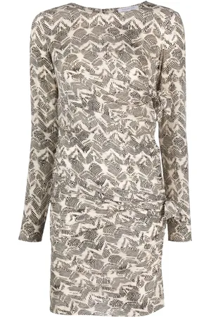 Patrizia Pepe Vestido midi con diseño fruncido y estampado de cebra