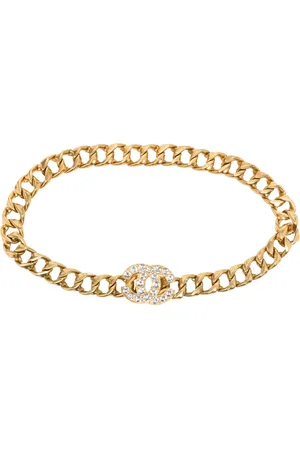 CHANEL Cinturón de cadena con detalle de strass logo CC 1995