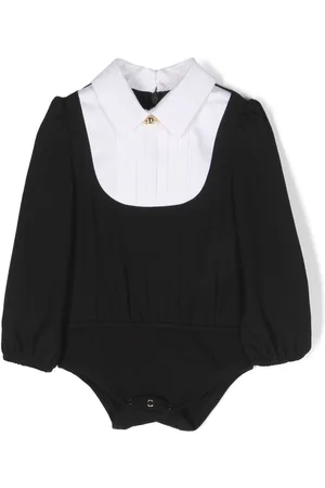 Elisabetta Franchi Body manga larga con cuello y pechera plisada
