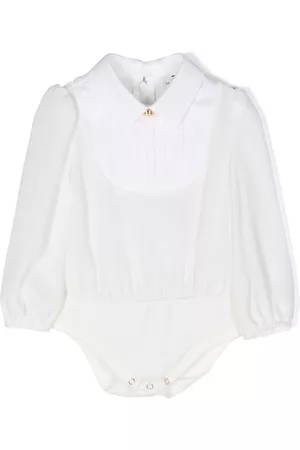 Elisabetta Franchi Body manga larga con cuello y pechera plisada