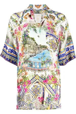Camilla Camisa de seda con estampado gráfico