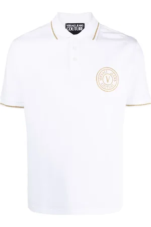 VERSACE Playera tipo polo con logo bordado