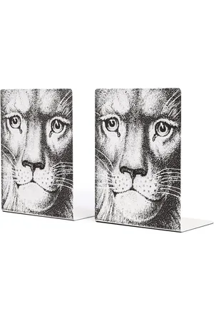 FORNASETTI Set de dos sujetalibros con león estampado
