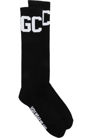 GCDS Calcetines de canalé con logo en jacquard
