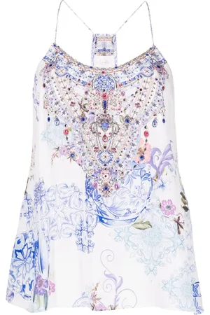 Camilla Camiseta de seda con estampado gráfico