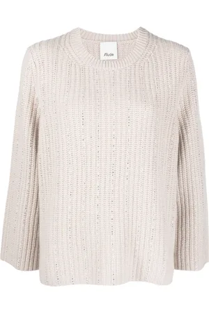 Allude Suéter tejido de canalé con rayas de strass