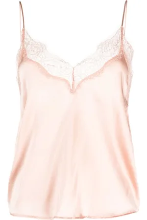 Pinko Top tipo camisón satinado con ribete de encaje