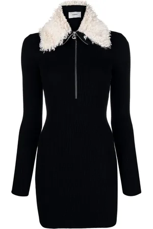 COPERNI Vestido corto con cuello de pelo artificial