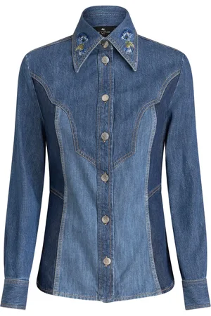 Etro Camisa de mezclilla con bordado floral