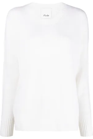 Allude Suéter tejido de canalé con cuello redondo