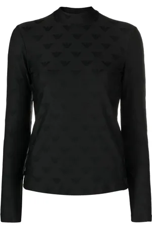 Emporio Armani Playera con cuello de tortuga y logo en jacquard