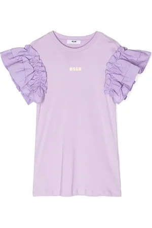 Msgm Vestido con logo estampado y detalle de volantes