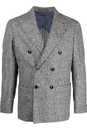 BARBA Blazer con doble botonadura y motivo pied de poule