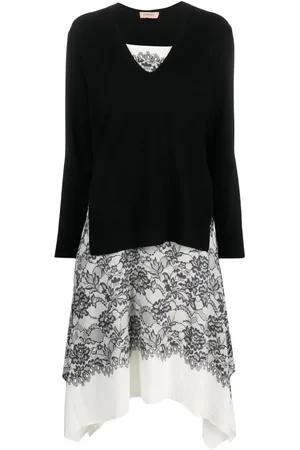 Twin-Set Vestido midi con encaje floral