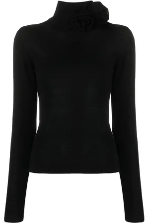BLUMARINE Suéter con cuello de tortuga y apliques florales