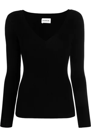 P.A.R.O.S.H. Top tejido de canalé con cuello en V