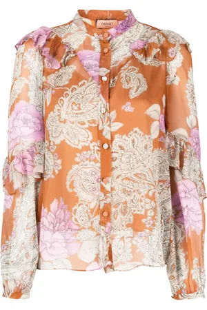 Twin-Set Blusa con volantes y estampado floral