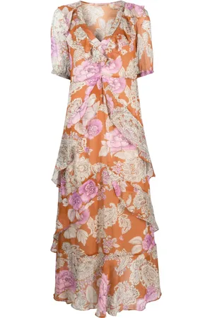 Twin-Set Vestido largo con volantes y estampado floral