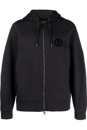 Giorgio Armani Hoodie con logo bordado y cierre