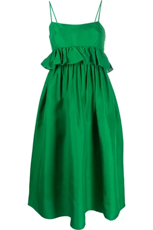 ULLA JOHNSON Vestido con tirantes finos y detalle de volantes