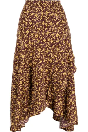 B+AB Falda midi asimétrica con estampado floral