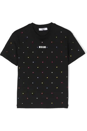 Msgm Playera con logo estampado y detalles de strass