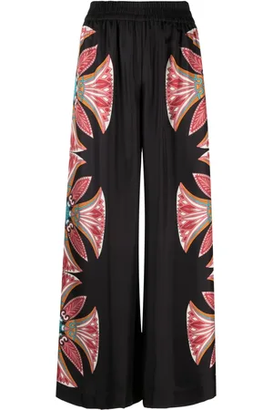 La DoubleJ Pantalones palazzo de seda con estampado gráfico