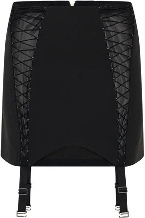 DION LEE Falda corta con cordones