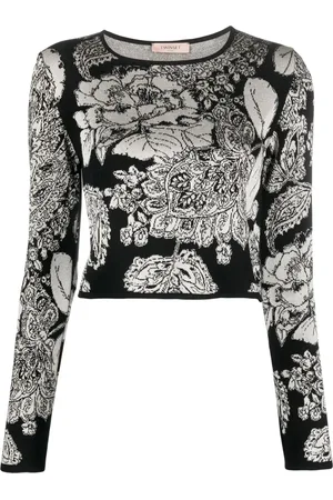 Twin-Set Suéter tejido con motivos florales en intarsia