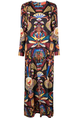 La DoubleJ Vestido largo con estampado Nephthys