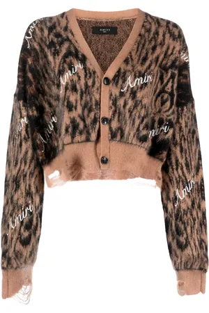 AMIRI Cárdigan corto con estampado de leopardo