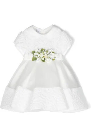 COLORICHIARI Vestido con apliques florales y pliegues