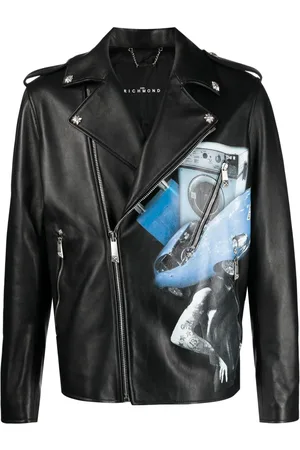 John Richmond Chamarra biker con estampado gráfico