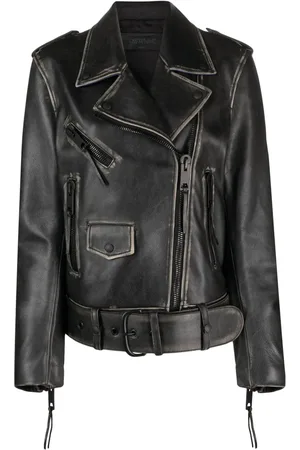 OFF-WHITE Chamarra biker con efecto desgastado