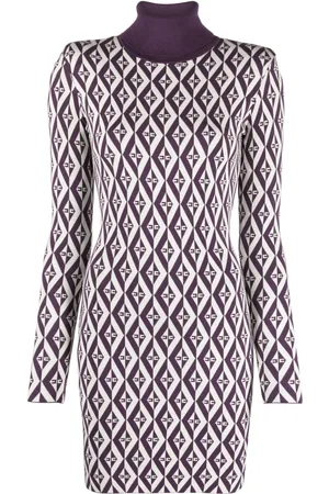 Elisabetta Franchi Vestido corto con diseño tejido y motivo ikat