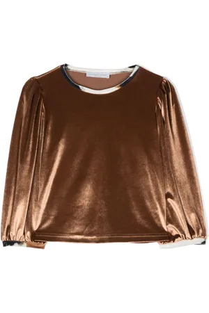 COLORICHIARI Blusa de terciopelo manga larga