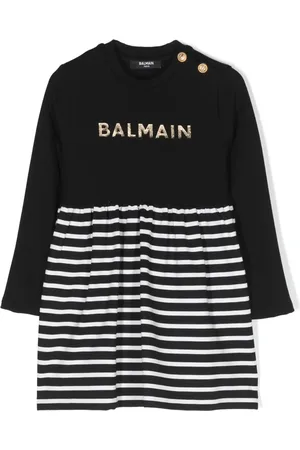 Balmain Vestido manga larga con letras del logo