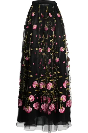 Giambattista Valli Falda larga de tul con bordado floral