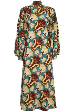 La DoubleJ Vestido de seda Medici con estampado gráfico