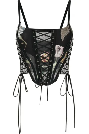 MONSE Corset con agujetas y estampado gráfico