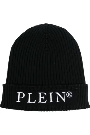 Philipp Plein Gorro tejido de canalé con logo bordado