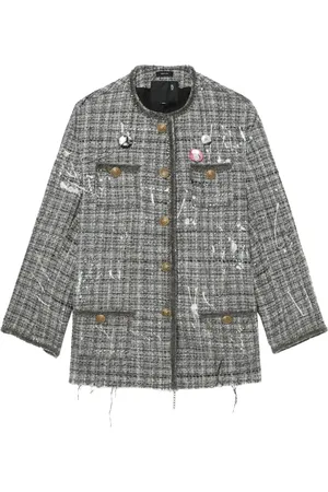R13 Chamarra de tweed con motivo de salpicaduras de pintura