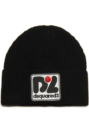 Dsquared2 Gorro tejido de canalé con parche del logo