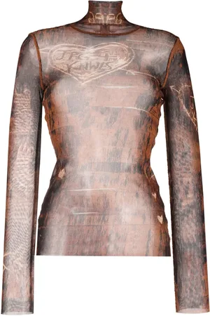Jean Paul Gaultier Top traslúcido con estampado gráfico de x KNWLS
