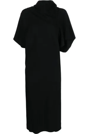 Rick Owens Vestido midi con cuello de tortuga
