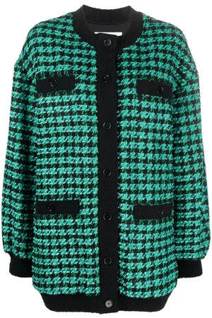 Msgm Abrigo estilo cárdigan de tweed con motivo pied de poule