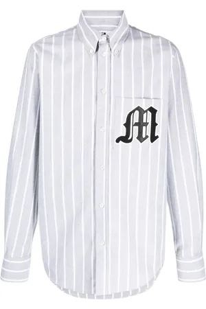Msgm Camisa con aplique del logo y motivo de rayas