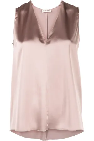 BLANCA Top satinado con cuello en V