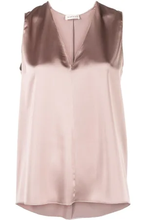 BLANCA Top satinado con cuello en V